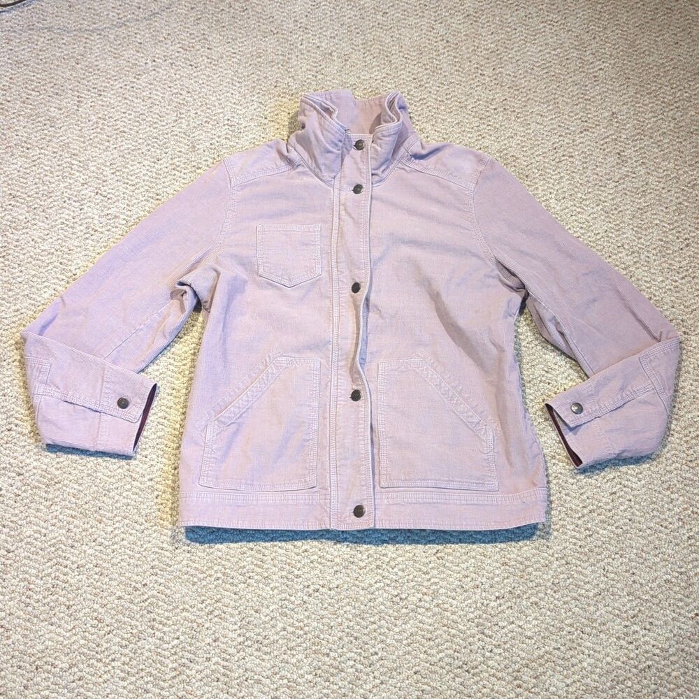 Eddie Bauer Corduroy Jacket Coat Womens Large Purple Mauve Utility Field